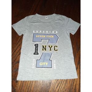 New Boy's 110 (4T) Grey Blue New York Short Sleeve Crew Neck Tee T-Shirt Top